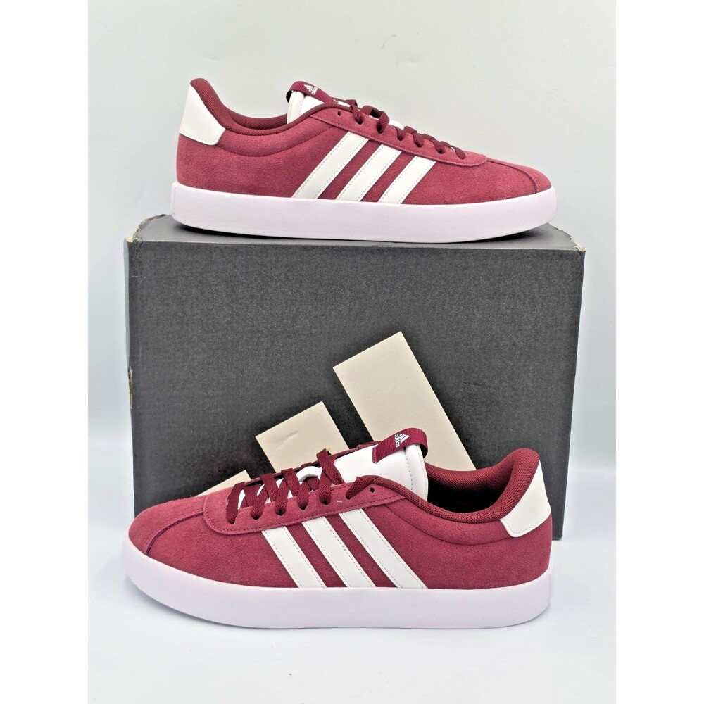 adidas VL Court 3.0 Men’s 10 Burgundy White Suede Sneakers IF4457 New With Box